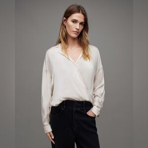 Allsaints Penny wrap blouse white NWT $199 smooth and silky size 0